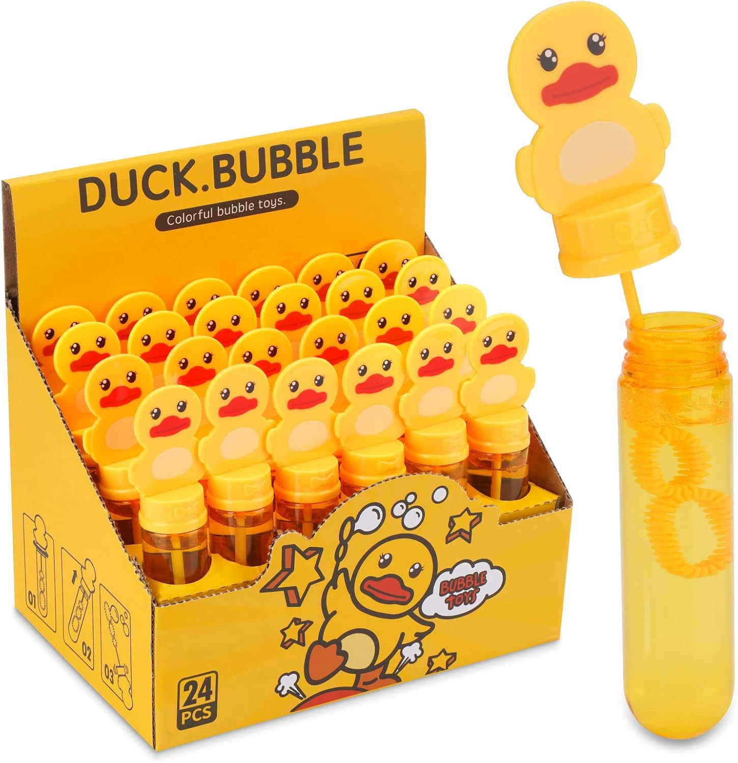Bubbles for Kids Rubber Duck Toy Party Favors 24 pcs Outdoor Bubble Wands Birthday Party Gift Bat... | Amazon (US)