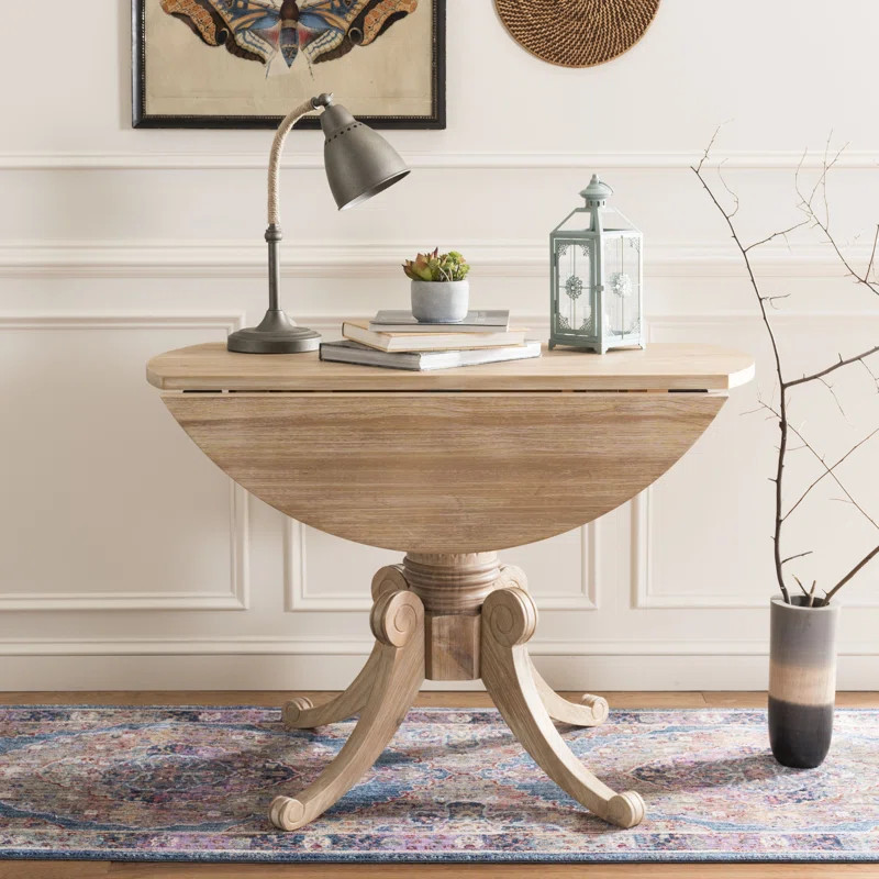 Kerwin Drop Leaf Solid Wood Pine Pedestal Dining Table | Wayfair North America