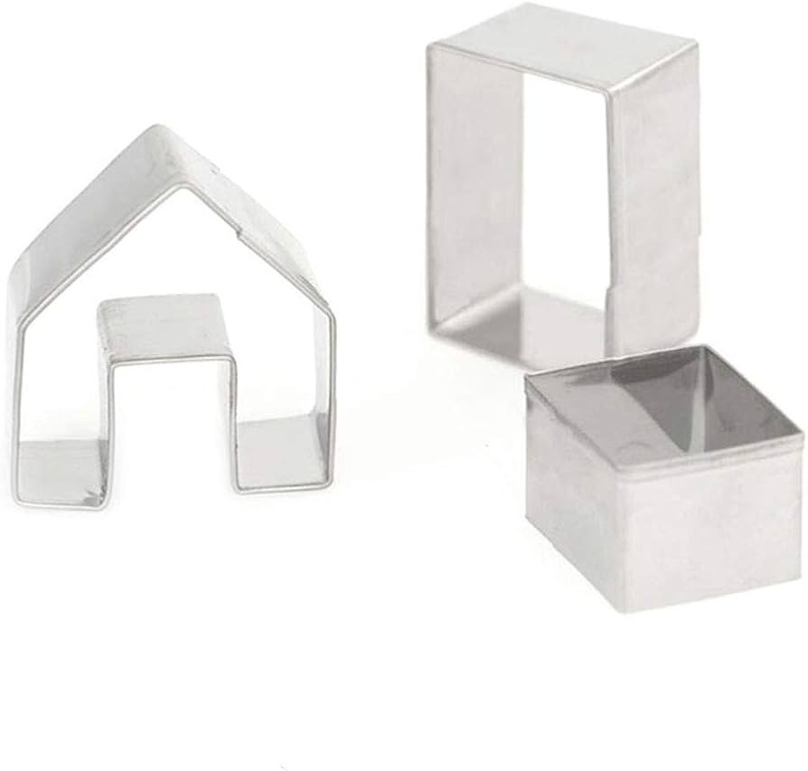 Christmas Cookie Cutters Set 3pcs- 3D Stainless Steel Mini Gingerbread House Cookie Cutter Kit, C... | Amazon (US)