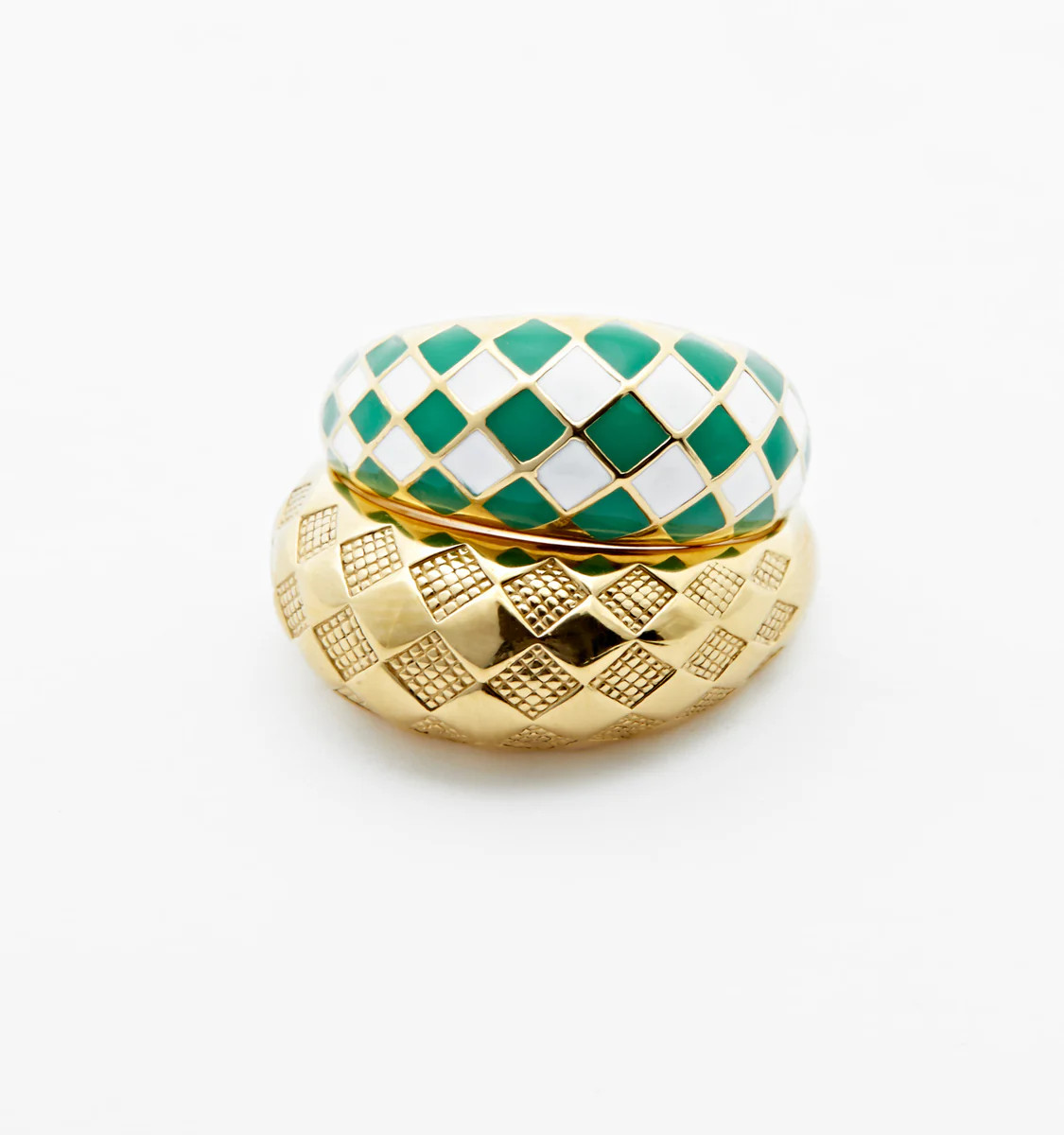 Checker Rings - Green Set of 2 | Rellery