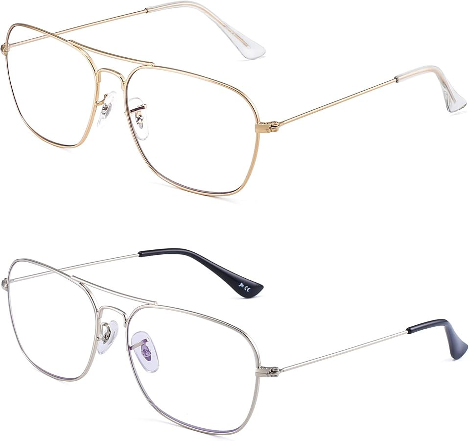 JM Aviator Blue Light Blocking Computer Glasses, Square Eye Protect Video Eyeglasses Anti Glare M... | Amazon (US)