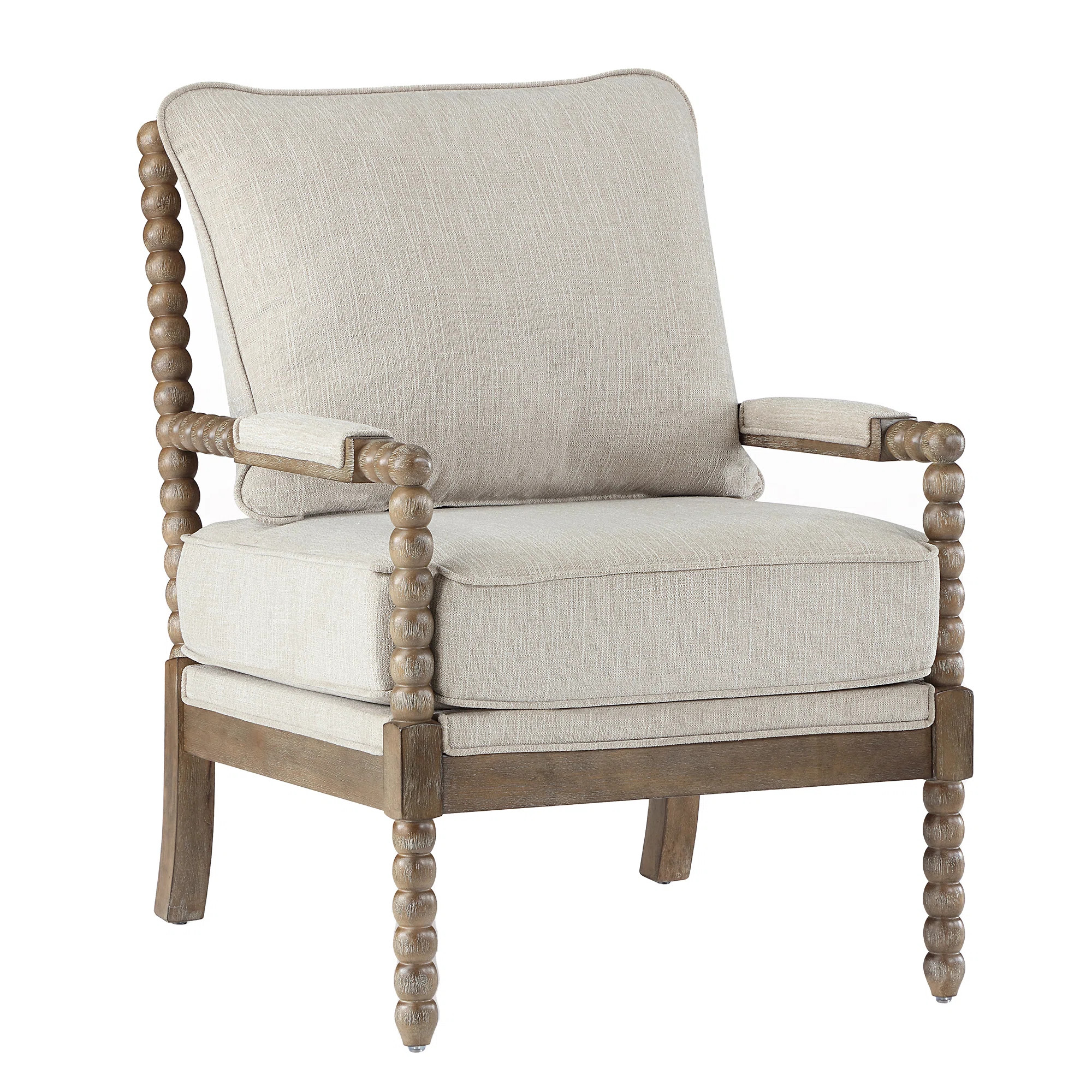 Lorentz Modern Farmhouse Accent Chair 25.5" Wide Chenille with Turned Wood and Solid Frame | Wayfair North America