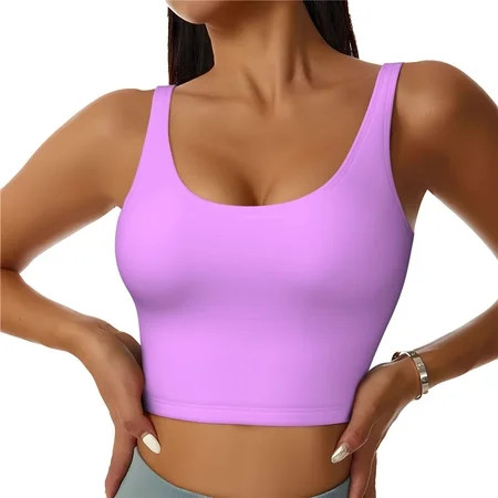 Sports Bras for Women light-purple Workout Tops Crop Tops Tank Tops Athletic Tops for Women | Walmart (US)