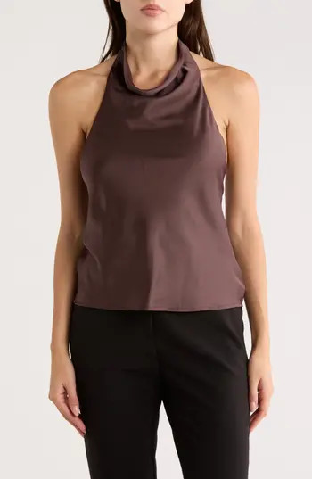 Renee C Satin Halter Top in Brown at Nordstrom Rack, Size Large | Nordstrom Rack
