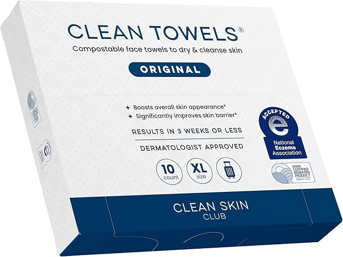 Clean Skin Club Clean Towels XL®, Travel Pack 100% USDA Biobased Disposable Face Towel, Eczema A... | Amazon (US)