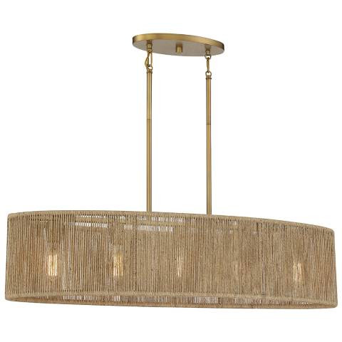 Savoy House Ashe 42" Warm Brass and Rope 5-Light Oval Chandelier - #117E9 | Lamps Plus | Lamps Plus