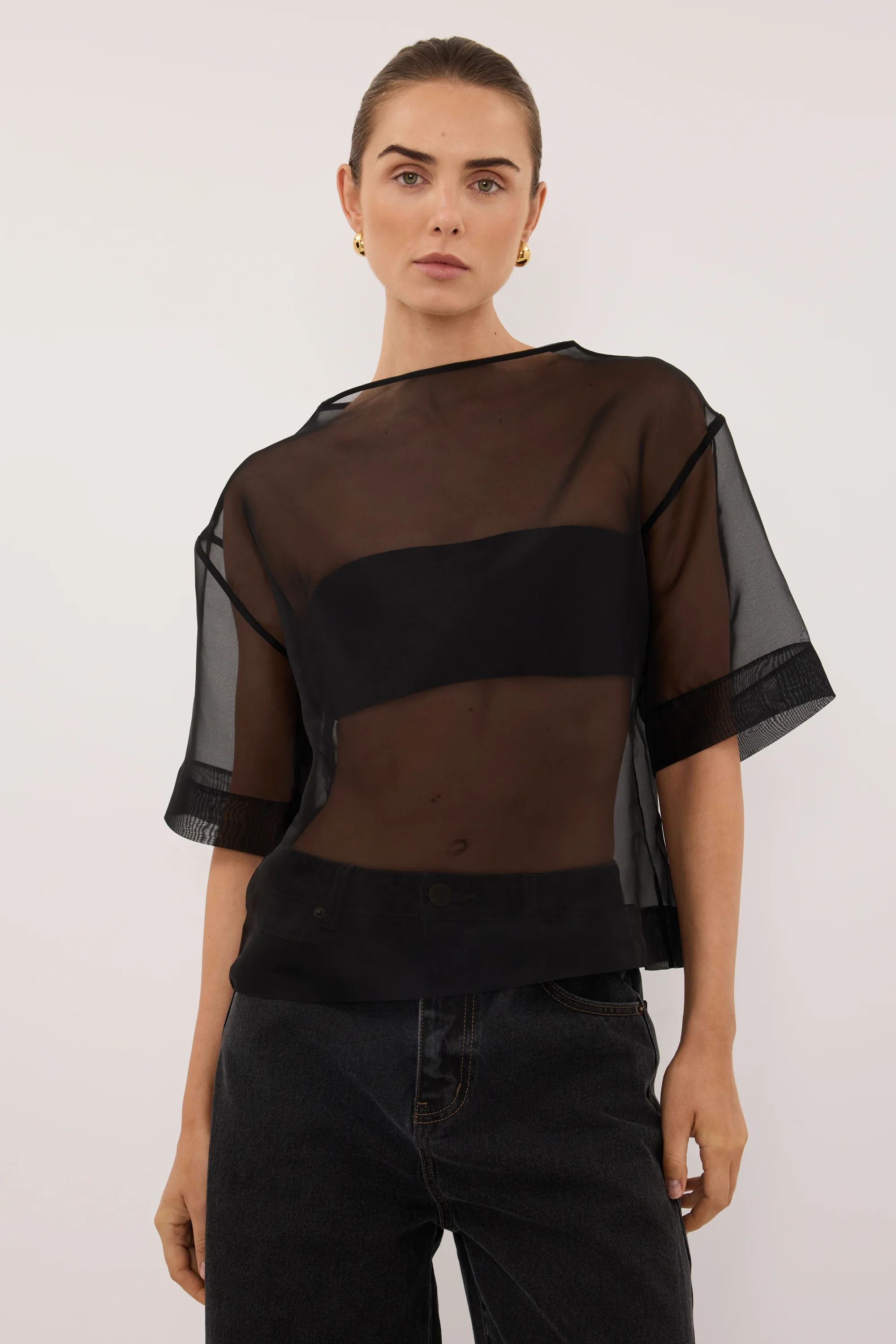 SIAN BLACK ORGANZA TEE | DISSH