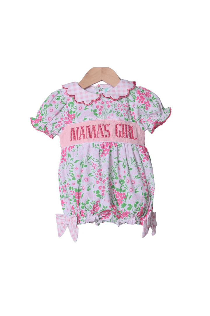 Smocked Mama's Girl Pink Floral Bubble | The Smocked Flamingo