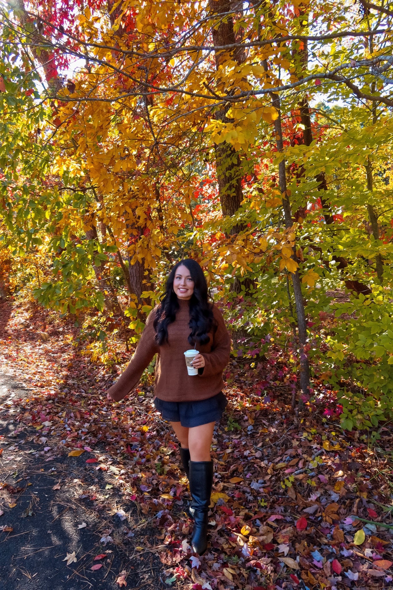 Under $25 Amazon brown mock neck sweater (medium, 5+ colors), under $20 Amazon black ruffle skort (medium), under $50 Amazon black leather knee high boots— a perfect Thanksgiving look! #founditonamazon 

#LTKSaleAlert #LTKSeasonal #LTKFindsUnder50