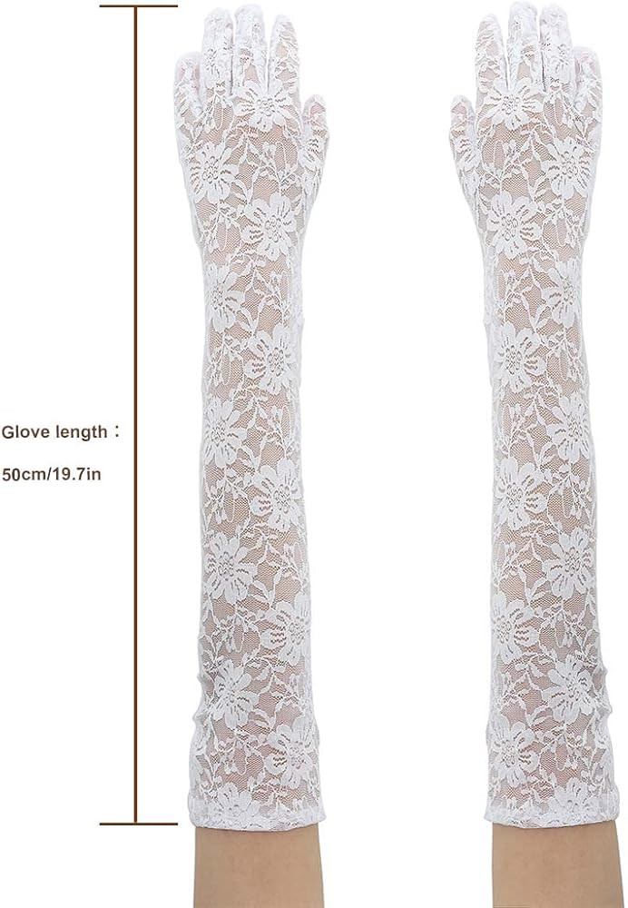 Campsis Floral Lace Gloves Long Lace Gloves | Amazon (US)