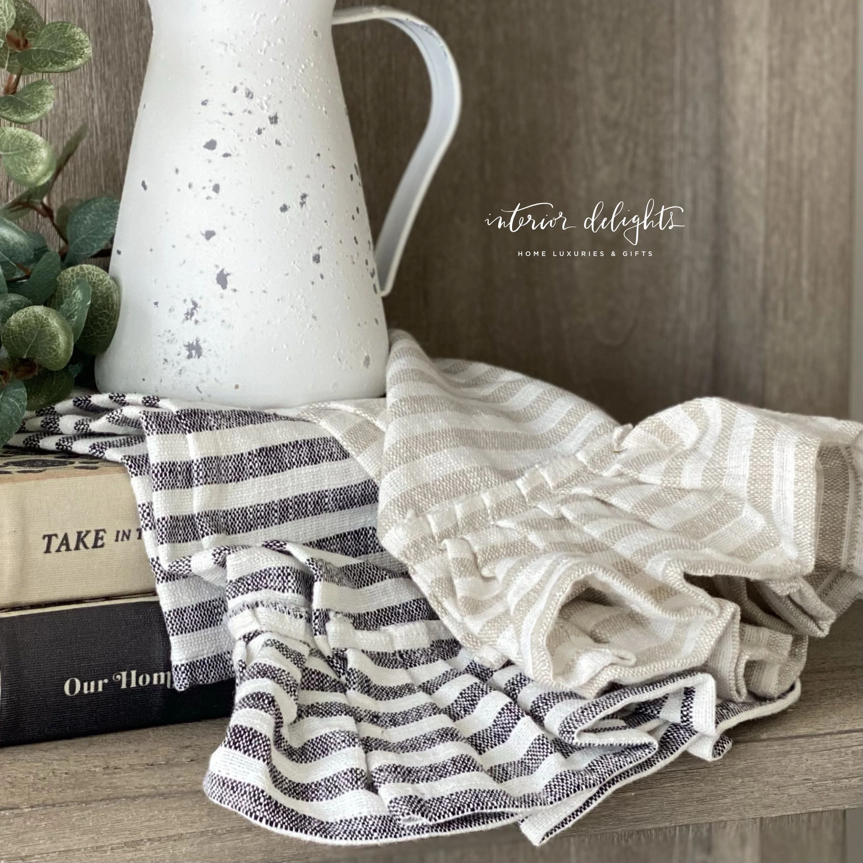Striped Ruffle Towels-Set of Two | Interior Delights