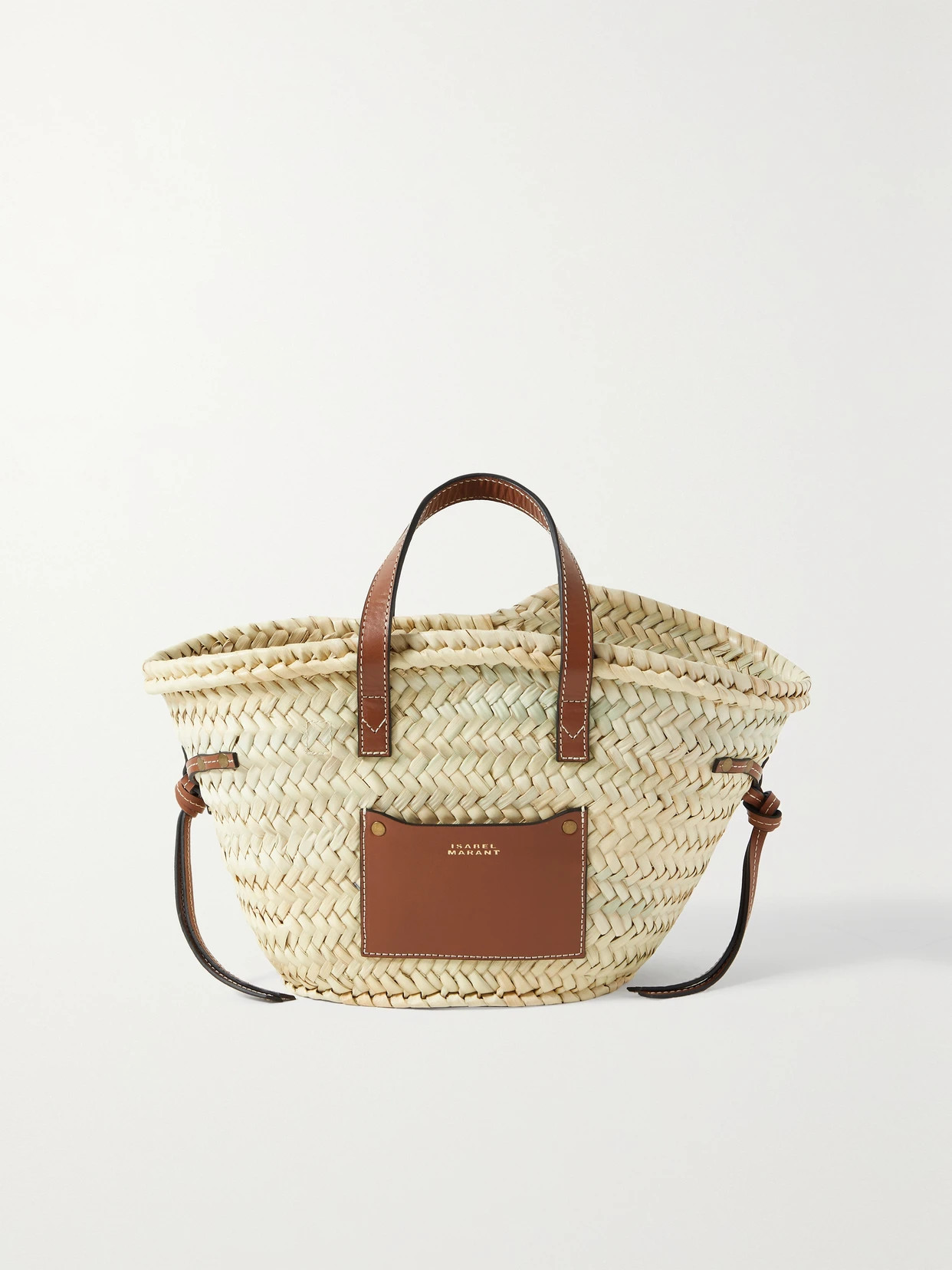Isabel Marant - Cadix Mini Leather-trimmed Raffia Tote - Neutrals | NET-A-PORTER (US)