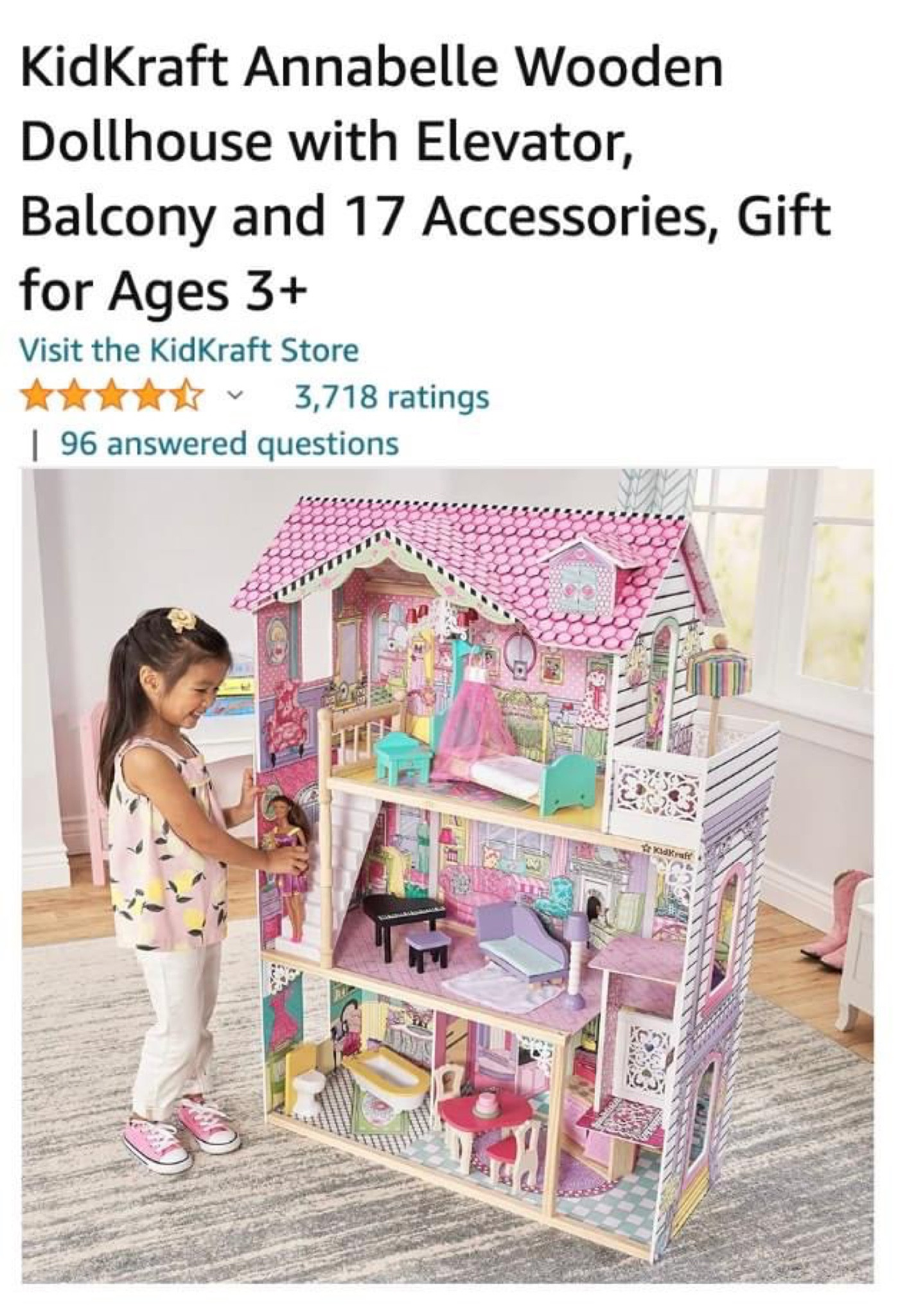 Wow‼️  The KidKraft Annabelle Wooden Dollhouse with Elevator, Balcony and 17 Accessories is the l0west I've ever seen it!  Currently $62.70 and almost 4 feet tall! 



#LTKsalealert #LTKHoliday #LTKkids