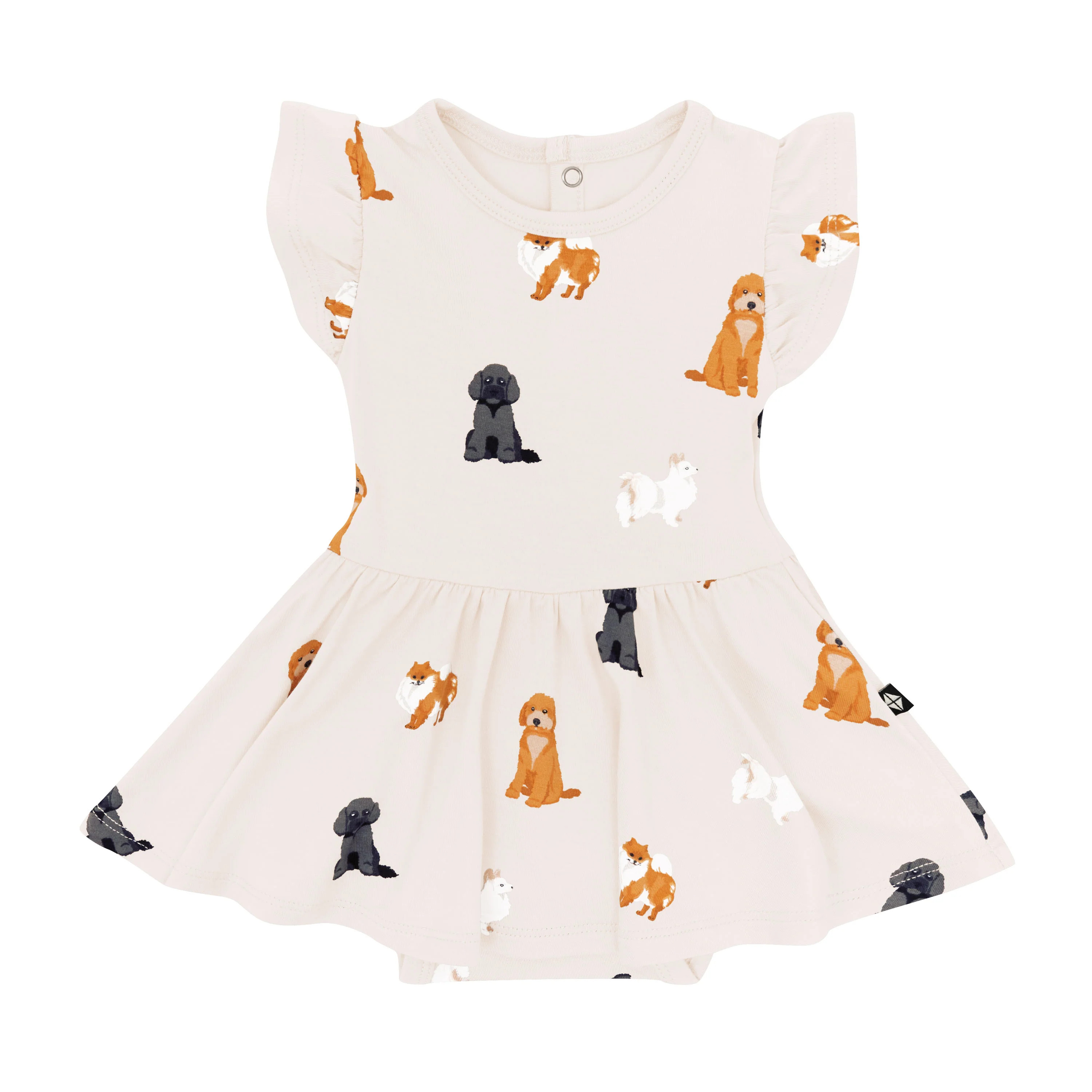 Twirl Bodysuit Dress in Fluffy Dog | Kyte Living