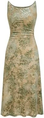 CIDER Womens Dresses Floral Dress Sleeveless Scoop Neck Ruched Midi Dress | Amazon (US)