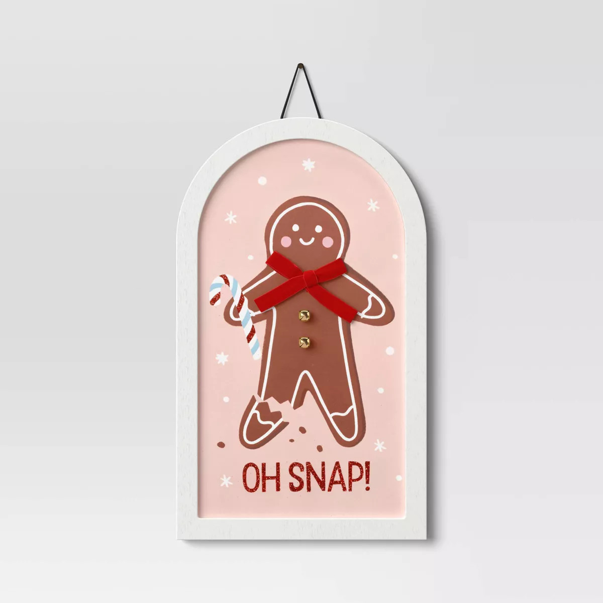 13.12"x7.75" 'Oh Snap' Gingerbread Man Christmas Wood Wall Art Pink/Brown - Wondershop™ | Target