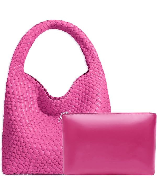 Women Vegan Leather Hand-Woven Tote Handbag Fashion Shoulder Top-handle Bag All-Match Underarm Ba... | Amazon (US)
