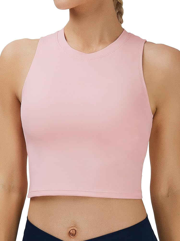 NEOSAN Womens Sport Bras High Neck Removable Padded Yoga Crop Tops Longline Workout Tank Tops | Amazon (US)