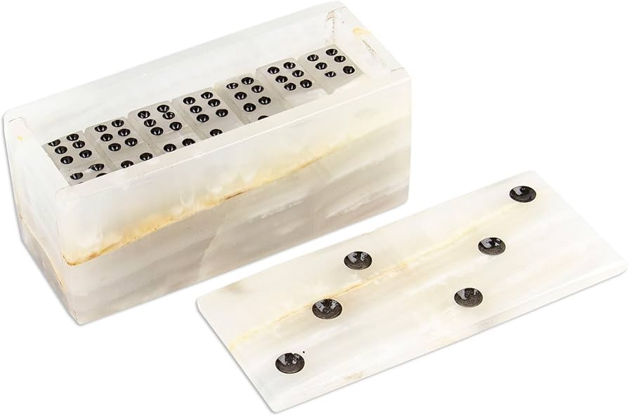 NOVICA Artisan Crafted Onyx Domino Earth's Game | Black Dots | Storage Box Shaped | Portable | Sq... | Amazon (US)