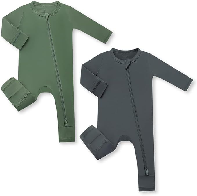 HAPIU Unisex Bamboo Baby Rompers with Cuffs, 2 Way Zipper YKK, Footless Pajamas Jumpsuit | Amazon (US)