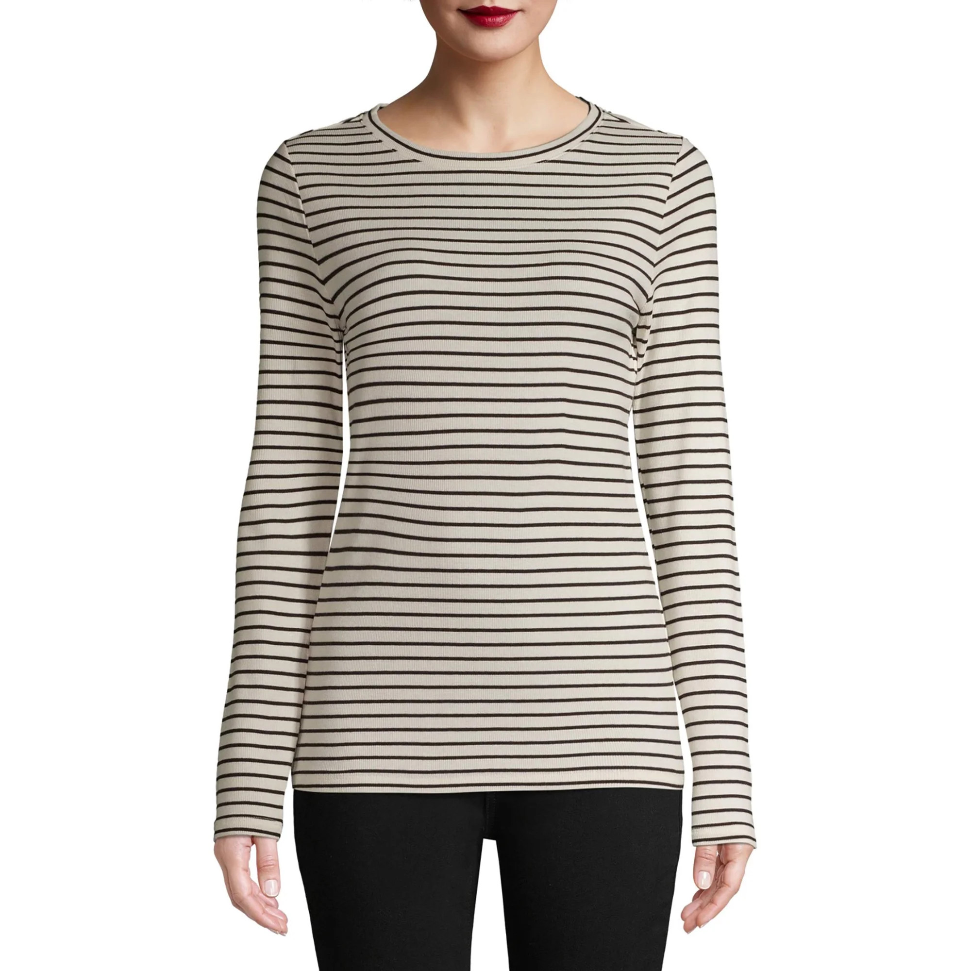 Time and Tru Women's Long Sleeve Rib T-Shirt | Walmart (US)
