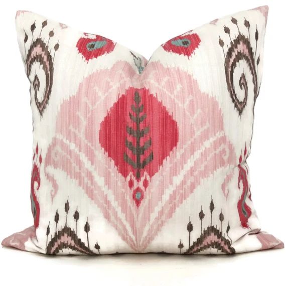 Blush Pink Ikat Decorative Pillow Cover 18x18 20x20 or 22x22 | Etsy | Etsy (US)