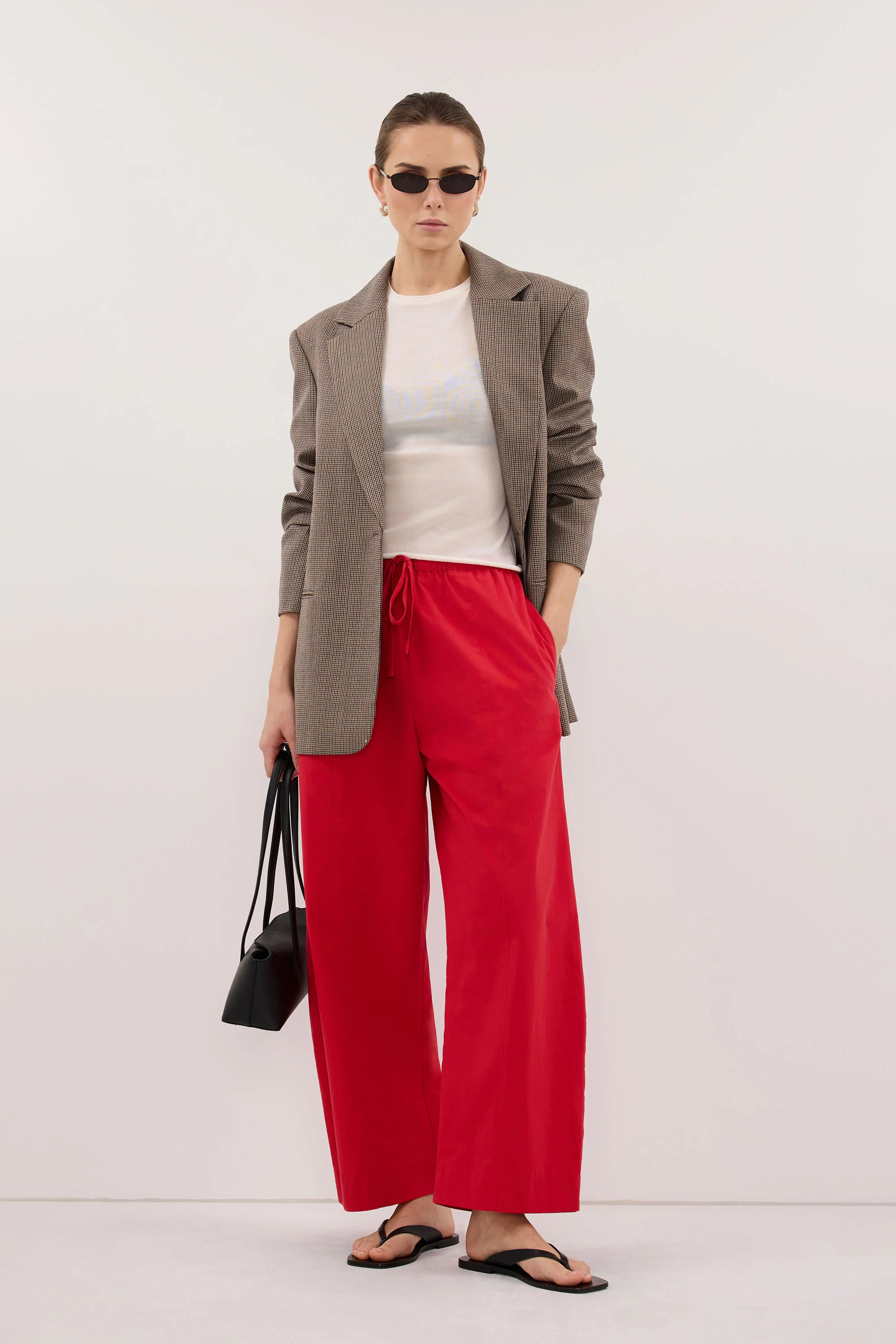 SCOUT RED COTTON BARREL LEG PANT | DISSH