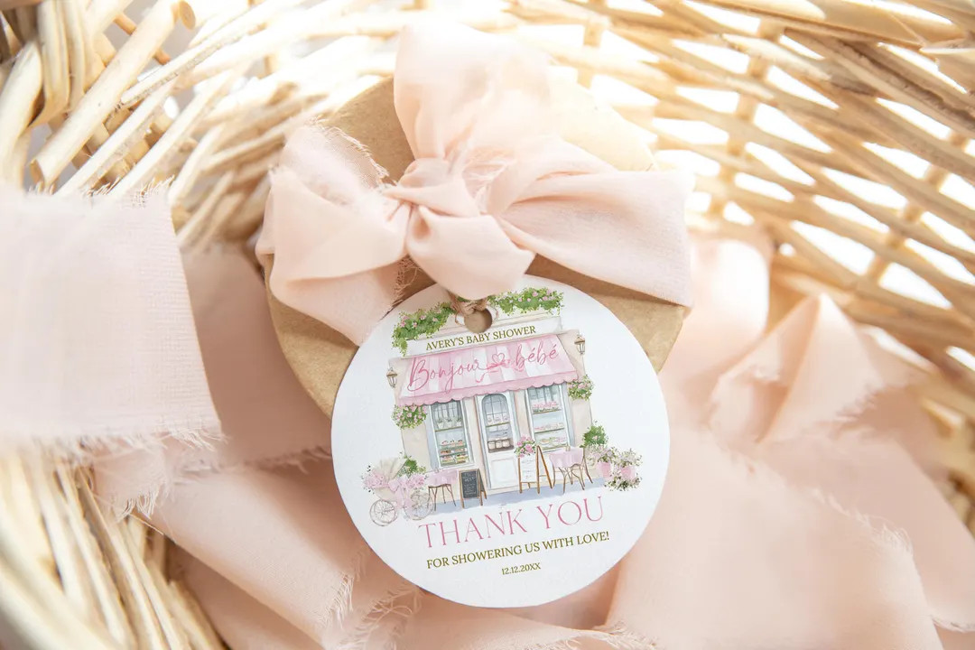 Bonjour Bebe Favor Tag, French Baby Shower, Pink Parisian Cafe (printable) - Etsy | Etsy (US)