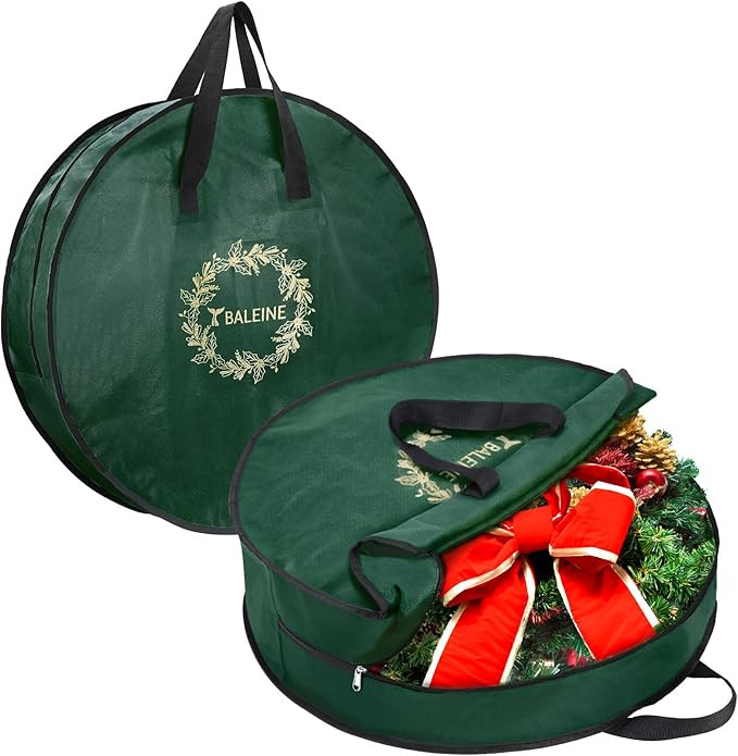 BALEINE 2 Pack Wreath Storage Container, Christmas Wreath Storage Bag with Reinforced Handle for ... | Amazon (US)