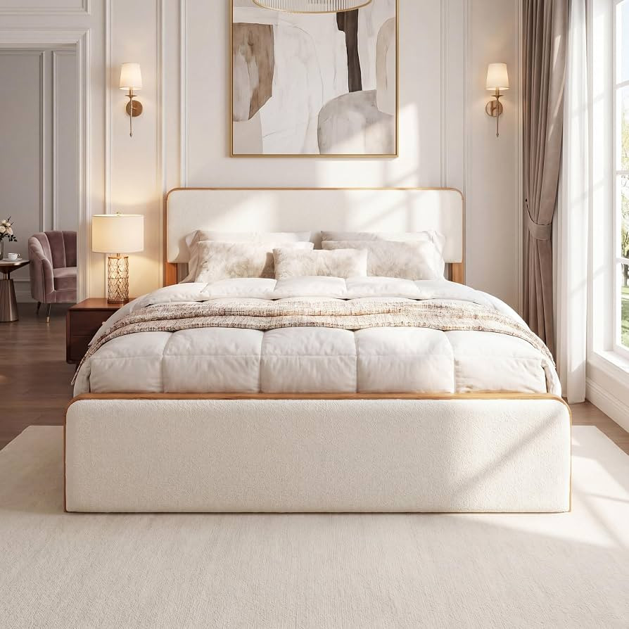 Christopher Knight Home Bette Modern Fabric Upholstered Queen Size Bed Frame with Headboard & Foo... | Amazon (US)