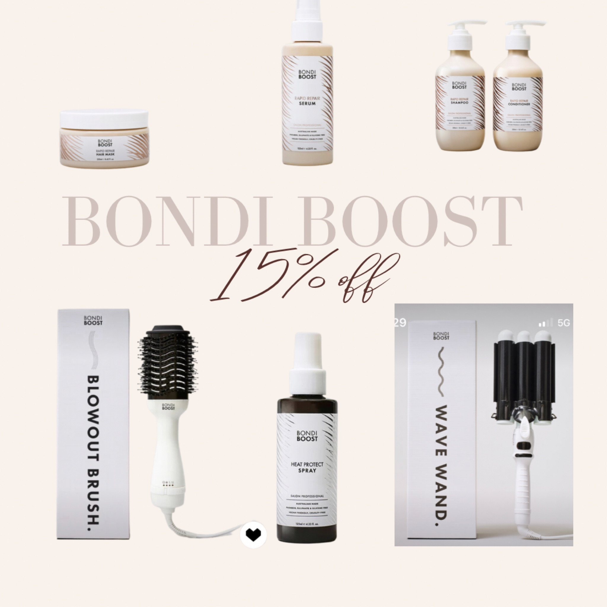 15% off bondi boost products with code sarah15
I have been loving the crimper and rapid repair serum! 🤍

#LTKbeauty #LTKstyletip #LTKSale