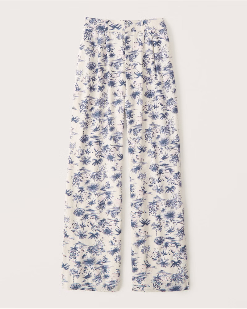 Women's Linen-Blend Tailored Wide Leg Pants | Women's Matching Sets | Abercrombie.com | Abercrombie & Fitch (US)