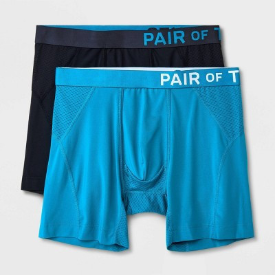 Pair of Thieves Men's SuperCool Boxer Briefs 2pk - Teal Blue/Black S: Knit, Regular Rise, Small | Target