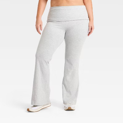 Women's Cotton Balance High-Rise Foldover Flare Leggings - All In Motion™ Heathered Gray 4X | Target
