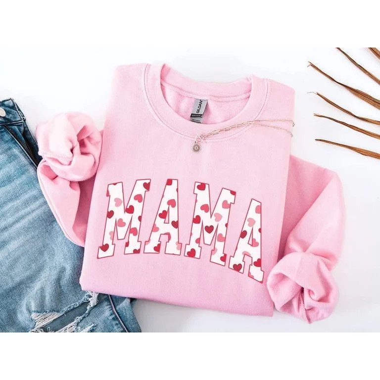 Mama Valentine Sweatshirt, Valentine Mom Sweatshirt, Mama Heart Sweatshirt, Mama Valentines Day C... | Walmart (US)