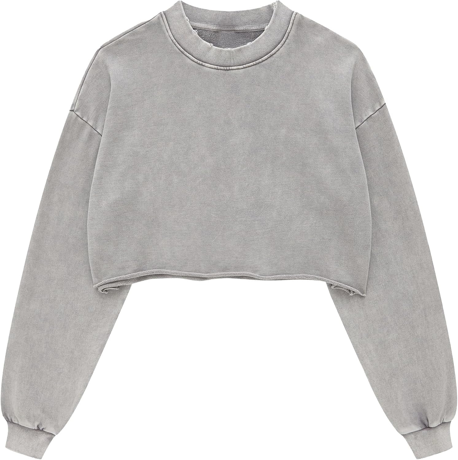 Hixiaohe Womens Cropped Sweatshirts Vintage Long Sleeve Pullover Tops Acid Wash Sweatshirt Hoodies for Women Workout Crop Top | Amazon (US)