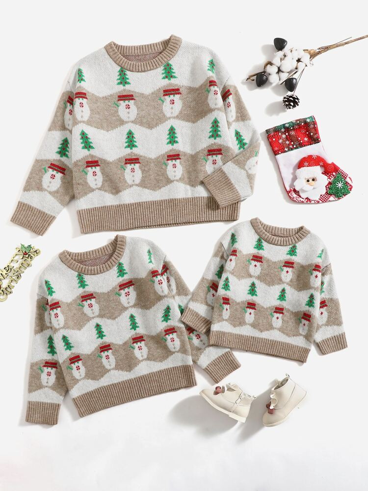 1pc Christmas Pattern Drop Shoulder Sweater | SHEIN