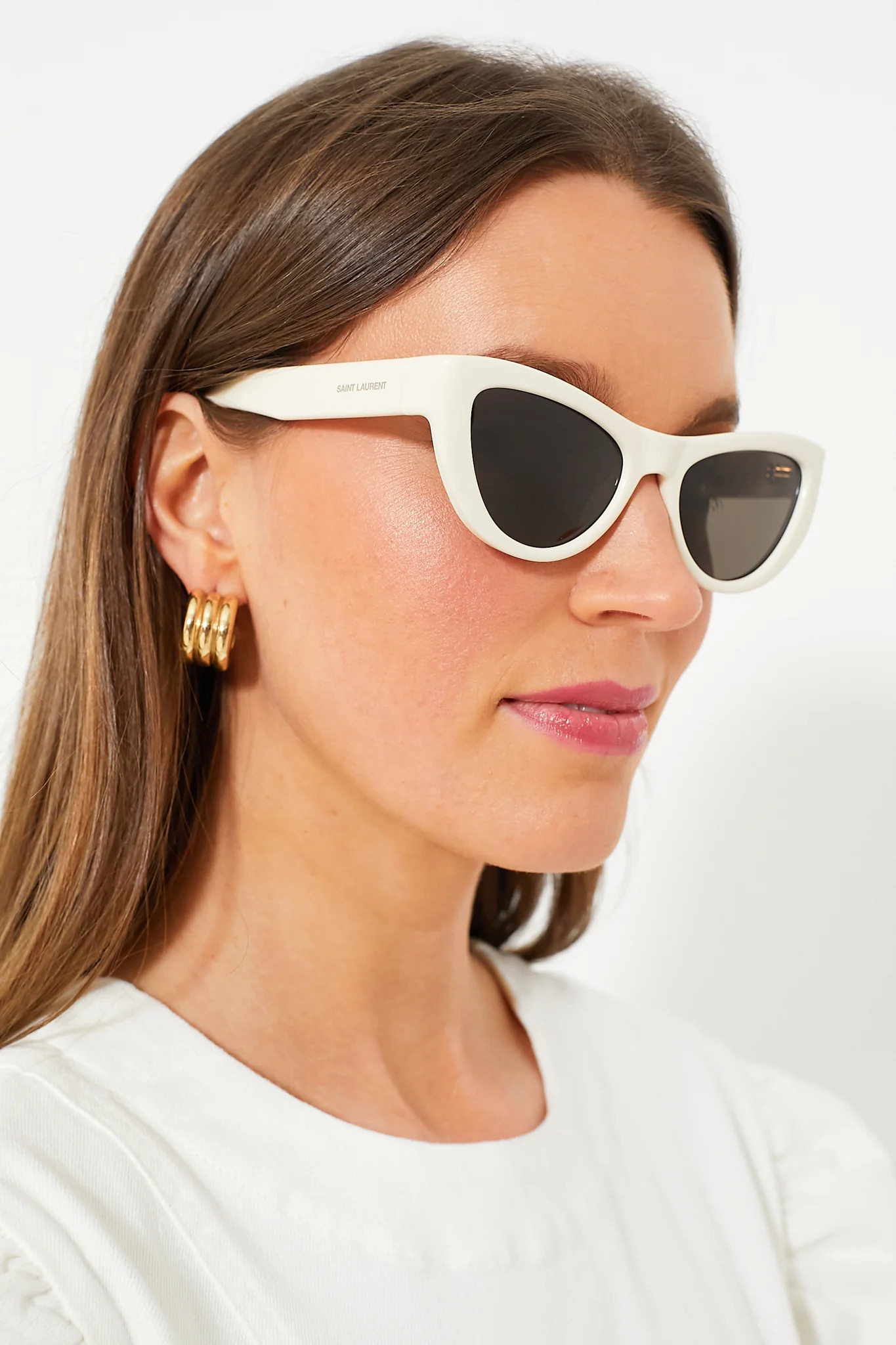 Shiny Solid Ivory Cat Eye Sunglasses | Tuckernuck (US)