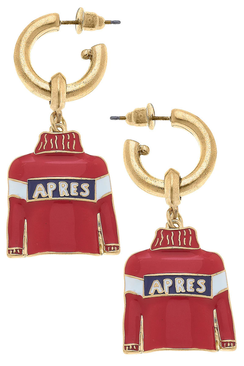 Aspen Après-Ski Sweater Drop Hoop Enamel Earrings | CANVAS