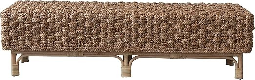 Creative Co-Op Hand-Woven Water Hyacinth and Rattan Bench, Natural | Amazon (US)