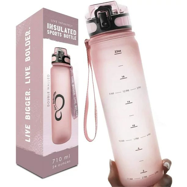 Live Infinitely Insulated Water Bottle with Time Marker BPA-Free 24 Oz Rose - Walmart.com | Walmart (US)