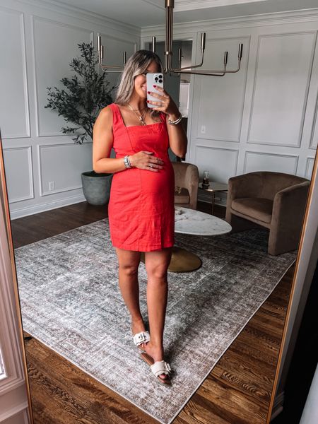 Summer linen dress that comes in length options and is bumpfriendly from old navy! 

I am 5’8 32 weeks pregnant wearing a large 



#LTKBump #LTKFindsUnder50 #LTKStyleTip