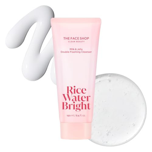 The Face Shop Rice Water Bright Milk & Jelly Double Cleanser, Double Cleansing in Half the Time, 2-in-1 Makeup Remover & Face Wash, Hydrating & Moisturizing, Korean Skin Care, Vegan, 6.4 fl. oz. | Amazon (US)