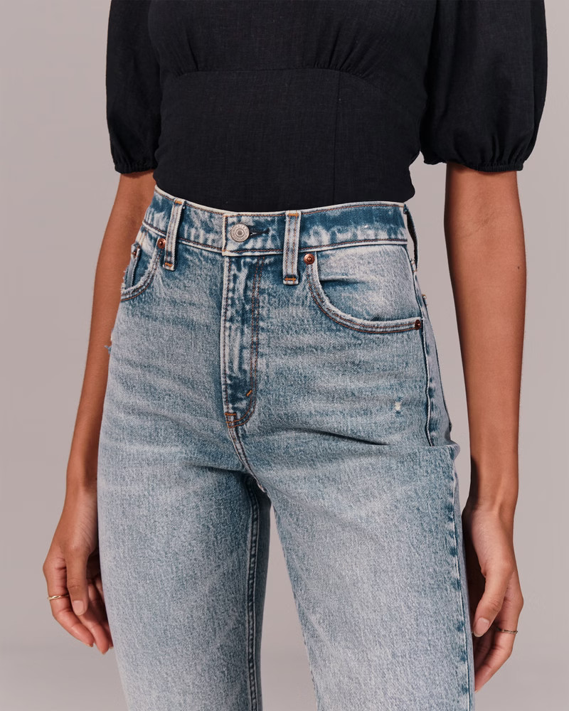 High Rise Acid Wash Mom Jeans | Abercrombie & Fitch (US)