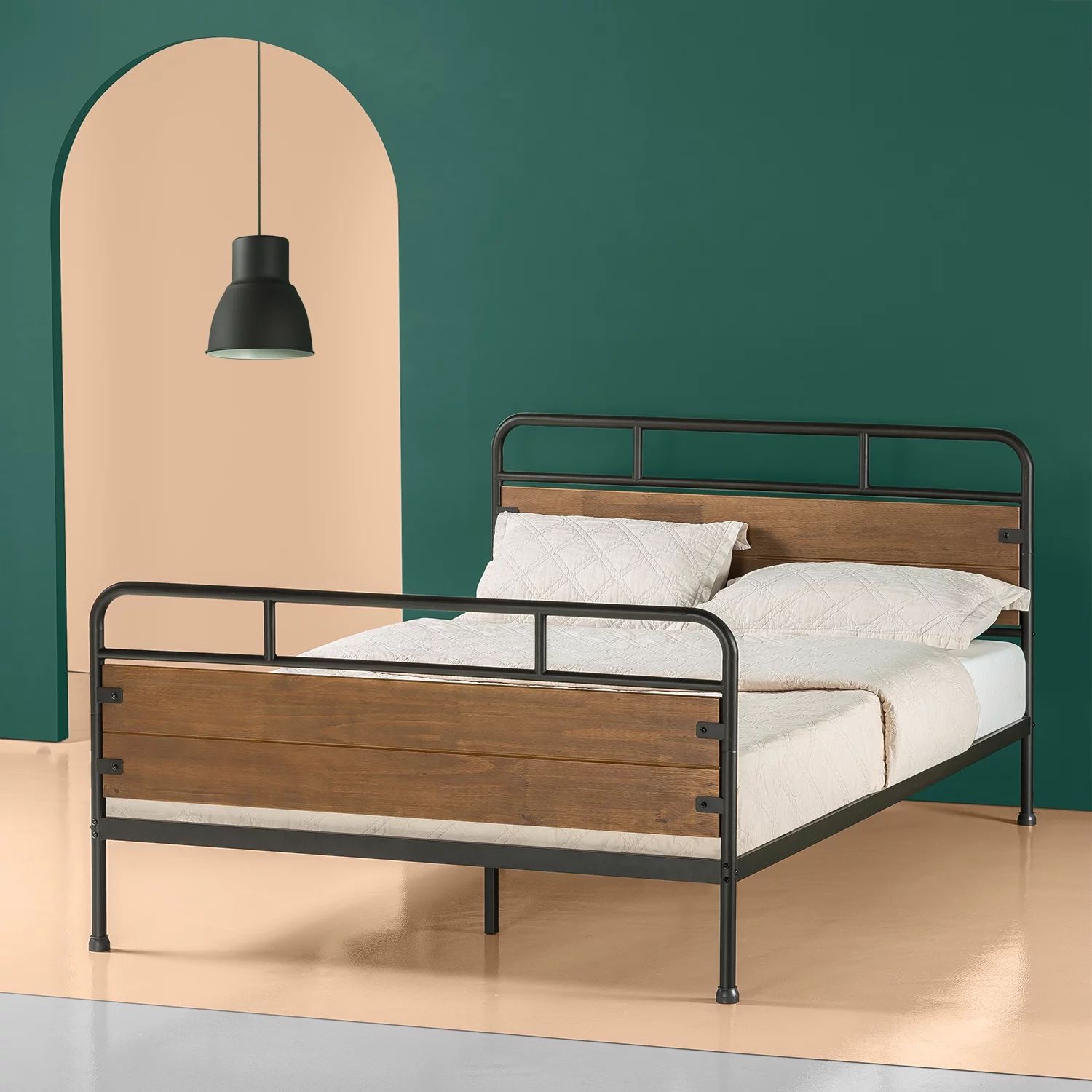 Zinus Eli 41" Metal and Wood Platform Bed with Footboard, Twin | Walmart (US)