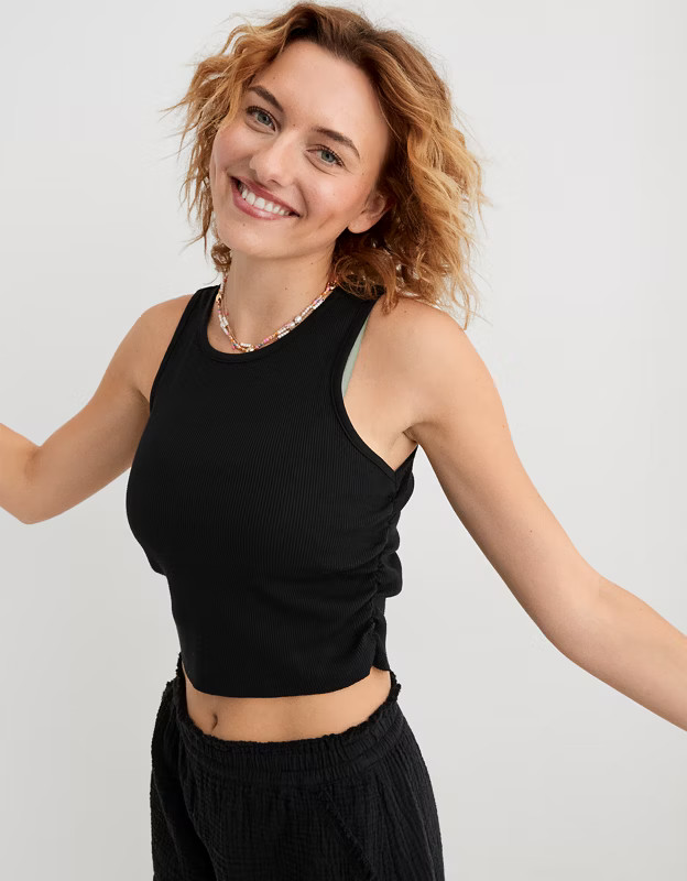 Aerie Rouchy Rib Tank Top | Aerie