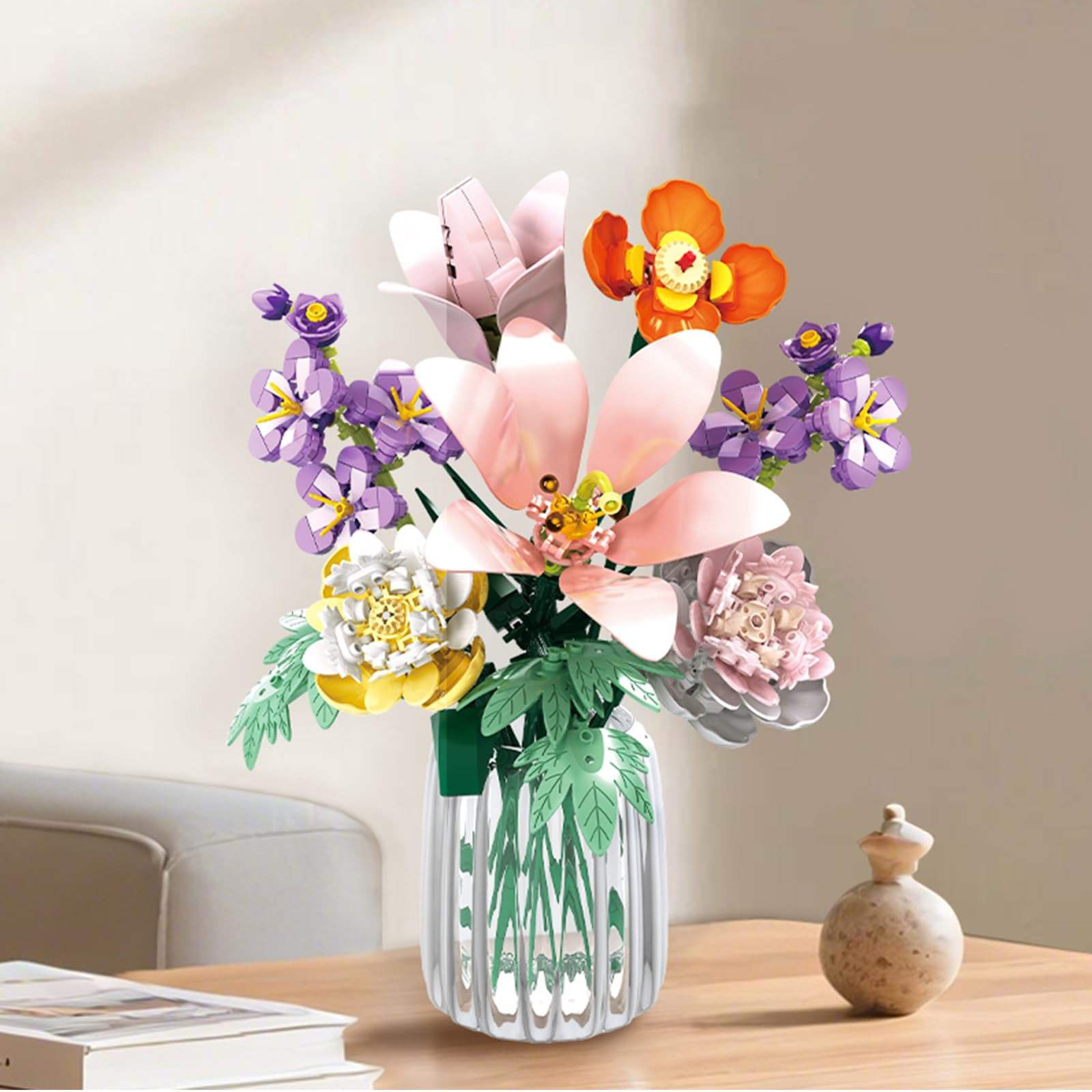 Flower Lily Building Blocks Bouquet Set, DIY Floral Arrangement Kit, Artificial Flowers Creative ... | Amazon (US)