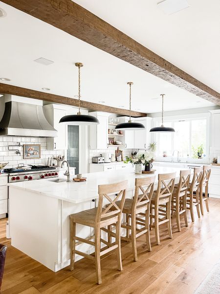 All our kitchen details from the pendant lighting for the kitchen island to our counter height stools from pottery barn!

#LTKhome #LTKstyletip #LTKover40
