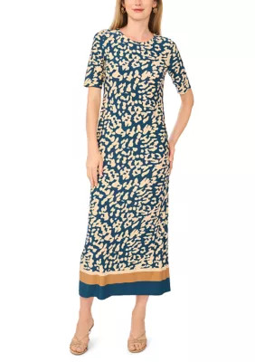 Women's Short Sleeve Crew Neck Animal Print Dress | Belk