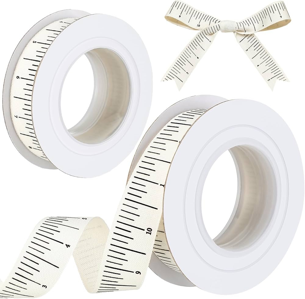 2 Pack Measuring Tape Ribbon for Teacher 10 Yard Ruler Crafting Ribbon Cotton Measure Cloth Seams... | Amazon (US)